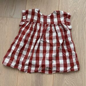 Petit Bateau Gingham check summer dress 6m red